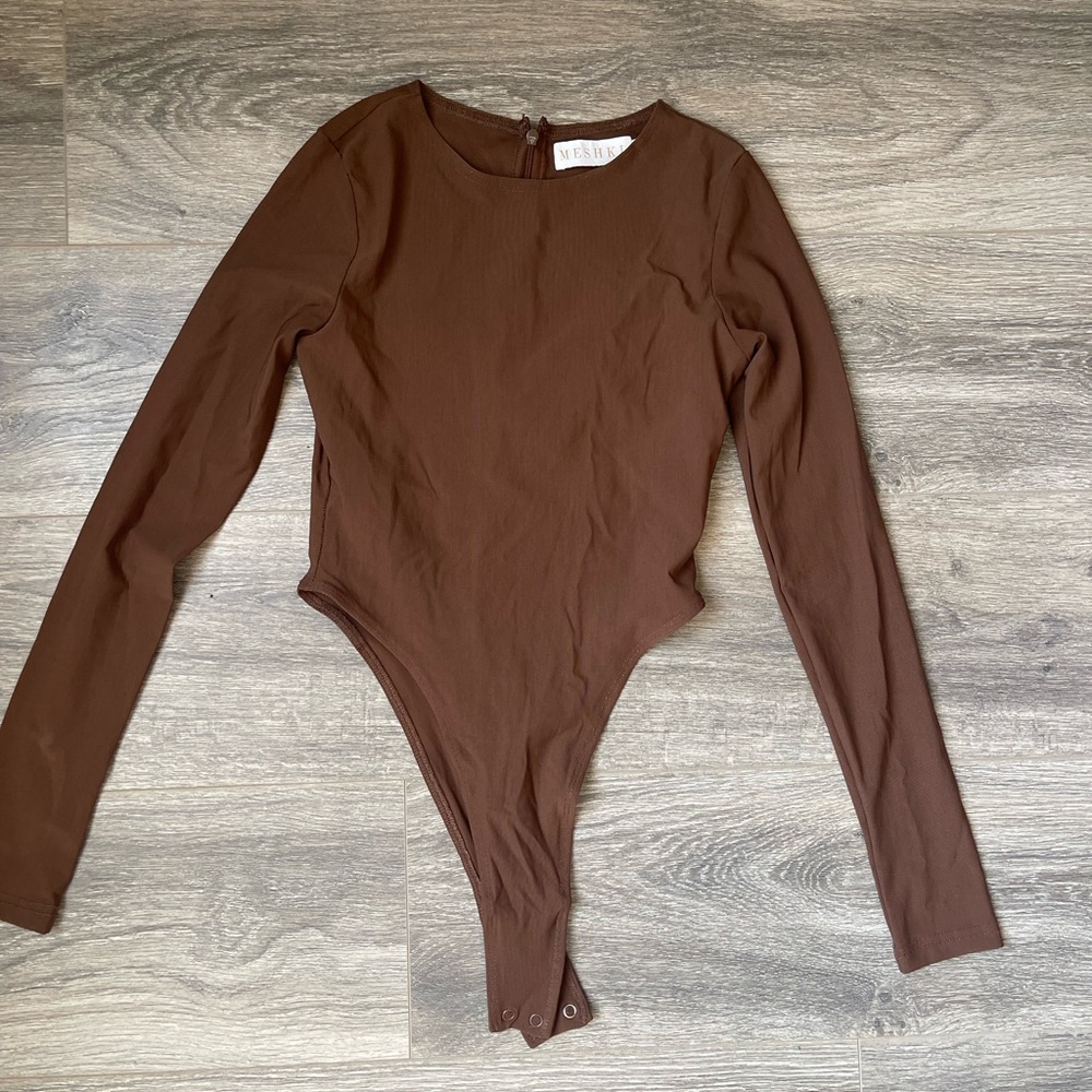 MESHKI Blaire Mesh Long Sleeve Bodysuit